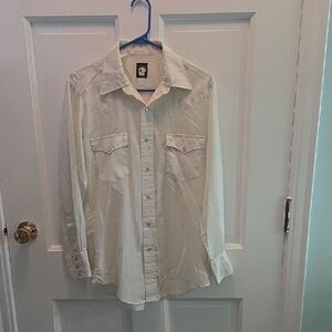 Men's Cream Casual Button-Down Shirt